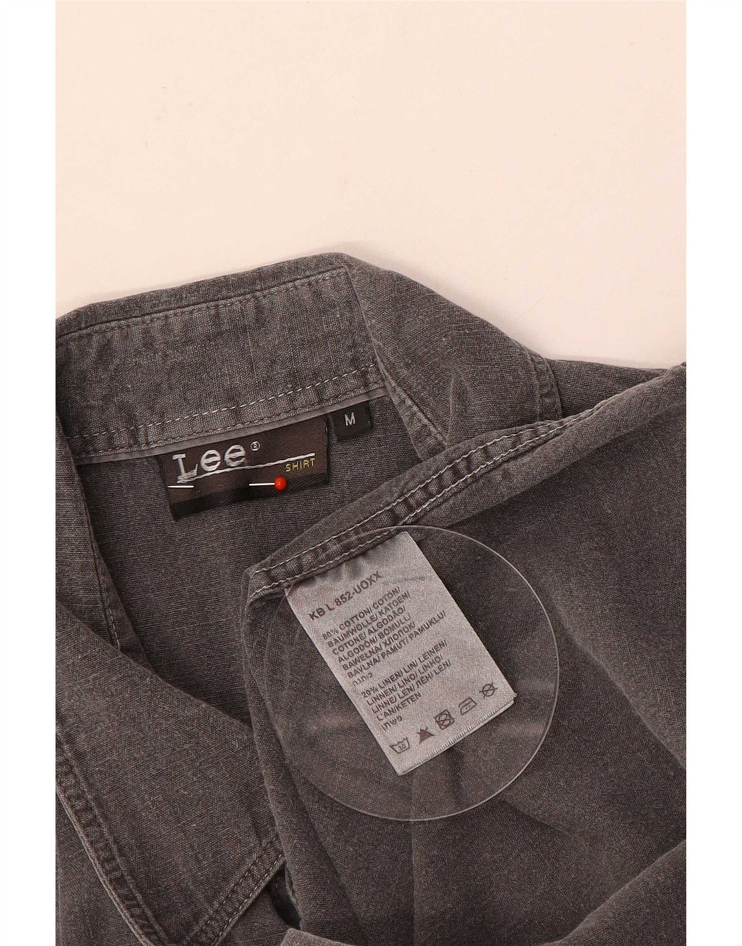 Lee Mens Military Short Sleeve Shirt Medium Grey Cotton