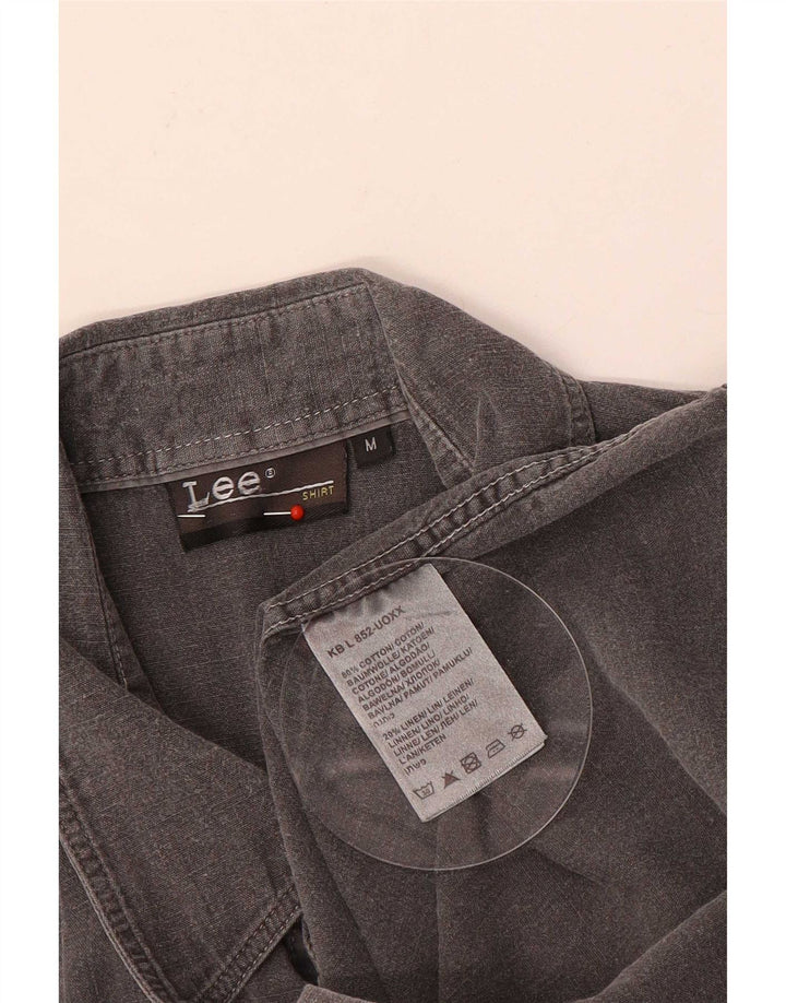 Lee Mens Military Short Sleeve Shirt Medium Grey Cotton