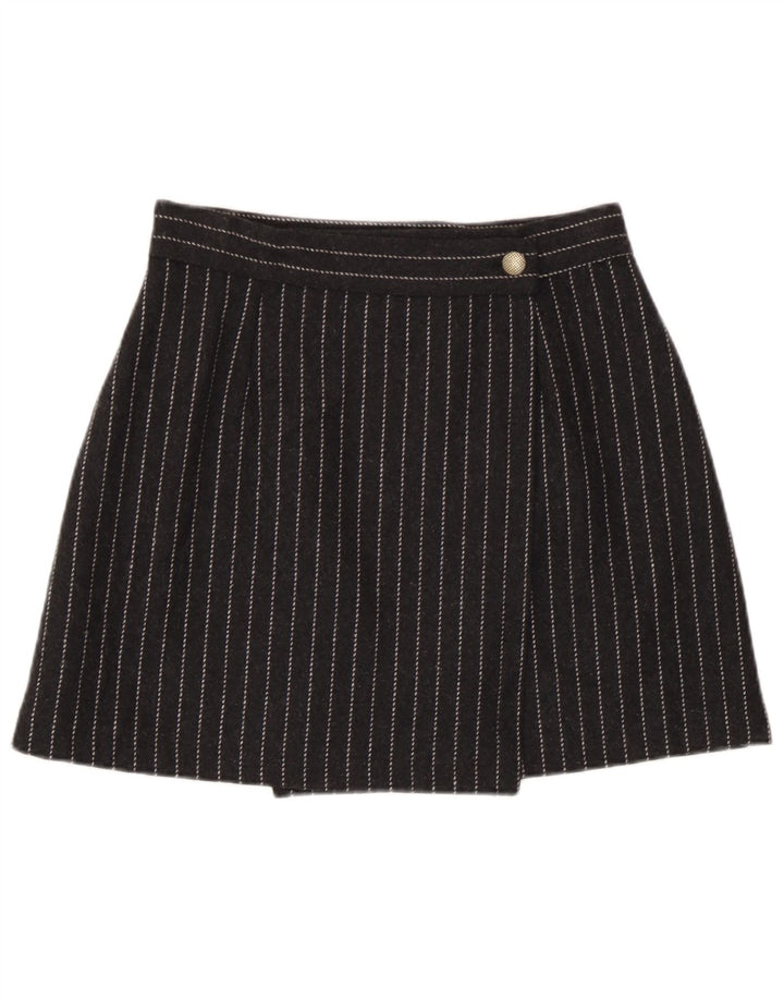 Vintage Womens Mini Wrap Skirt IT 44 Medium W28  Grey Striped Viscose