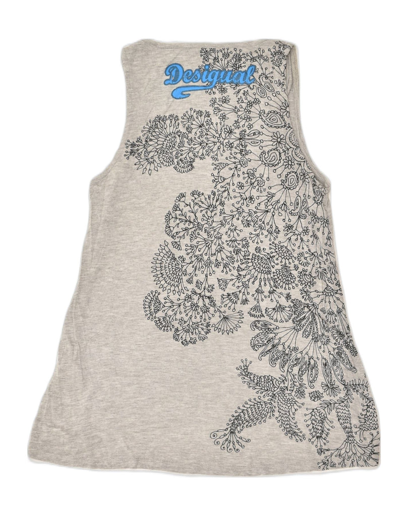 DESIGUAL Womens Graphic Sleeveless Tunic Top UK 8 Small Grey Floral | Vintage Desigual | Thrift | Second-Hand Desigual | Used Clothing | Messina Hembry 