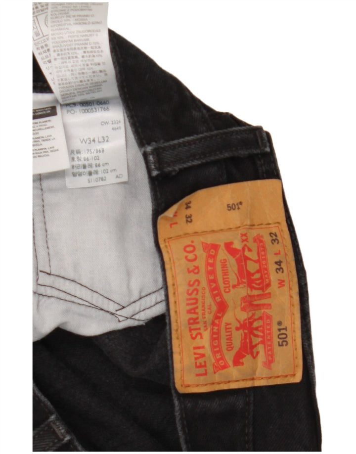 Levi's Mens 501 Straight Jeans W34 L32 Black Cotton