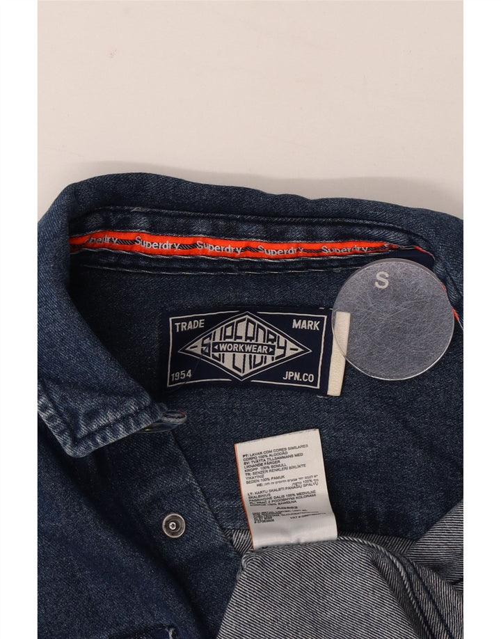 Superdry Mens Denim Shirt Small Blue Cotton