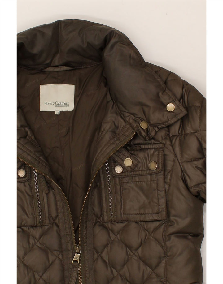 HENRY COTTONS Womens Quilted Jacket IT 42 Medium Brown Polyester | Vintage Henry Cottons | Thrift | Second-Hand Henry Cottons | Used Clothing | Messina Hembry 
