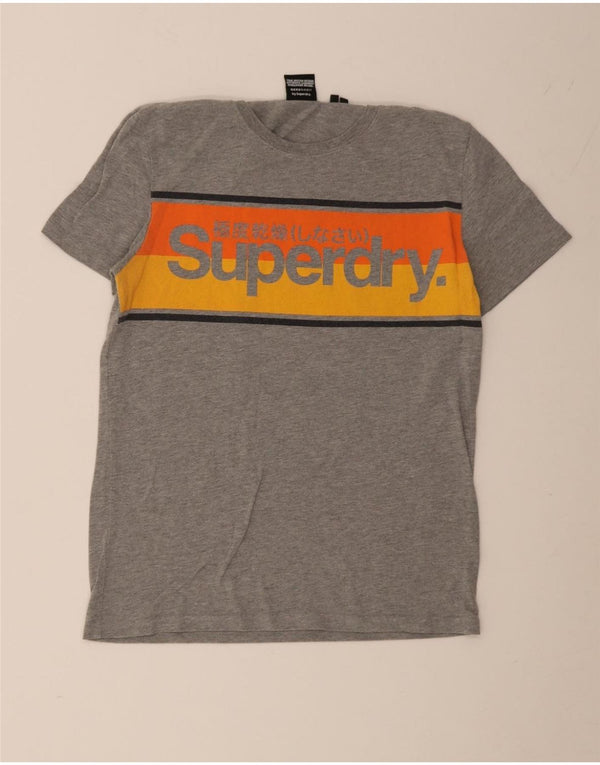 Superdry Mens Graphic T-Shirt Top Medium Grey Colourblock Cotton
