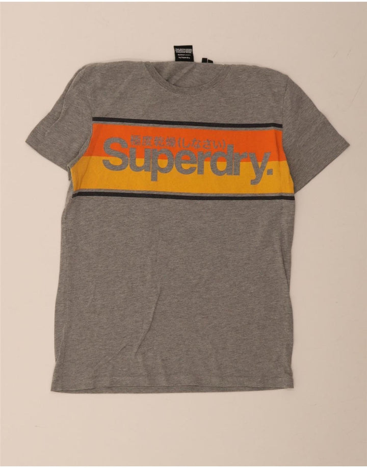 Superdry Mens Graphic T-Shirt Top Medium Grey Colourblock Cotton