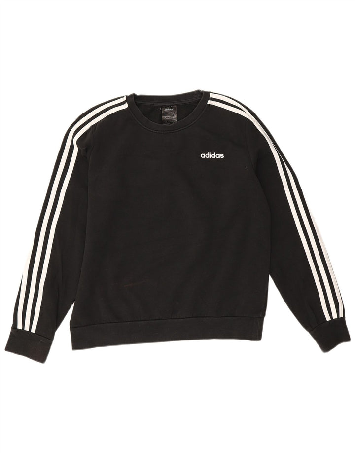 Adidas Womens Sweatshirt Jumper UK 12/14 Medium Black Cotton