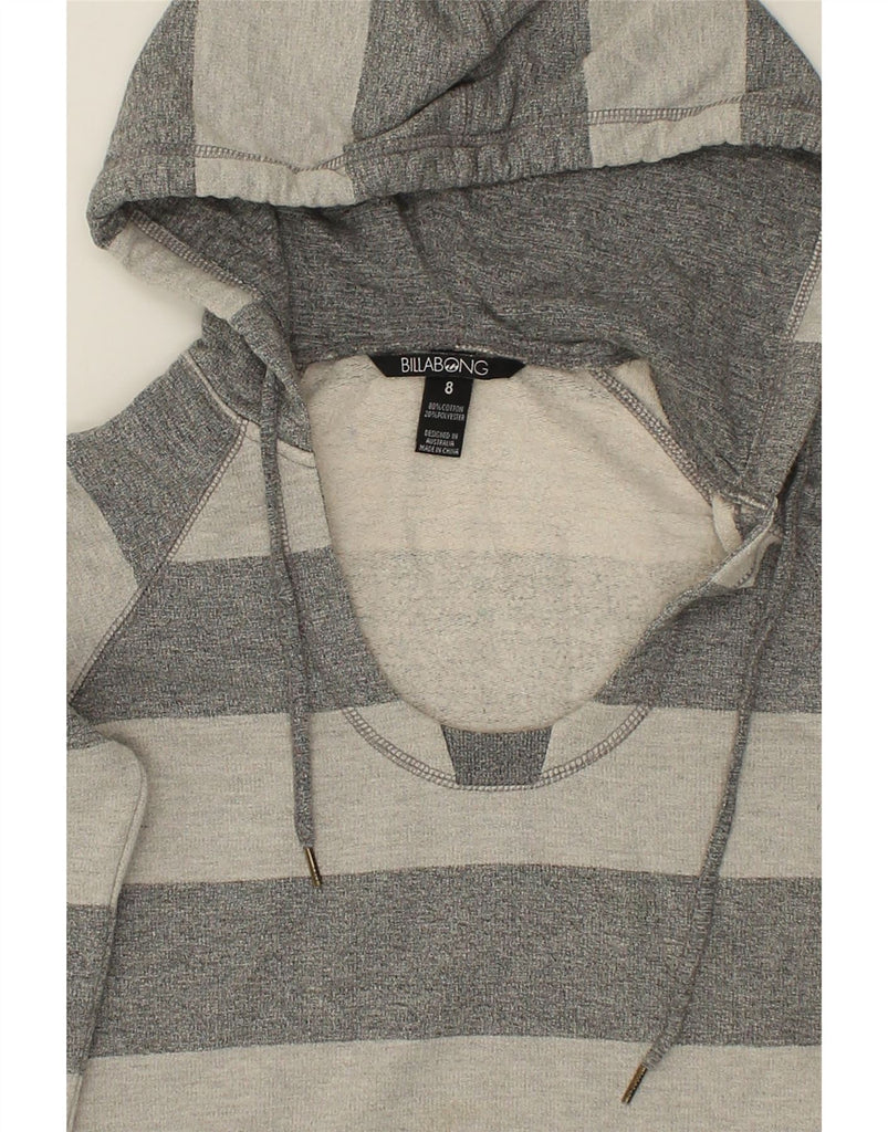 BILLABONG Womens Hoodie Jumper UK 8 Small Grey Striped Cotton | Vintage Billabong | Thrift | Second-Hand Billabong | Used Clothing | Messina Hembry 