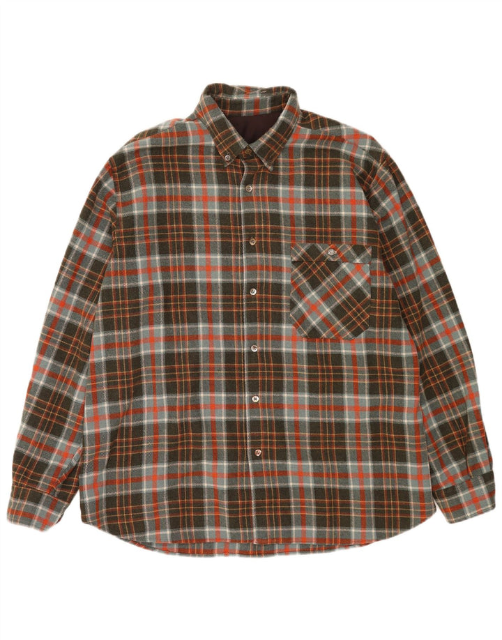 Vintage Mens Lumberjack Flannel Shirt XL Khaki Check