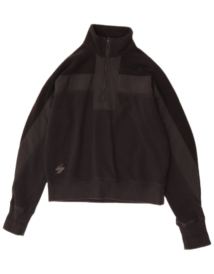 Superdry Womens Oversized Sweatshirt Jumper UK 10 Small Black Colourblock