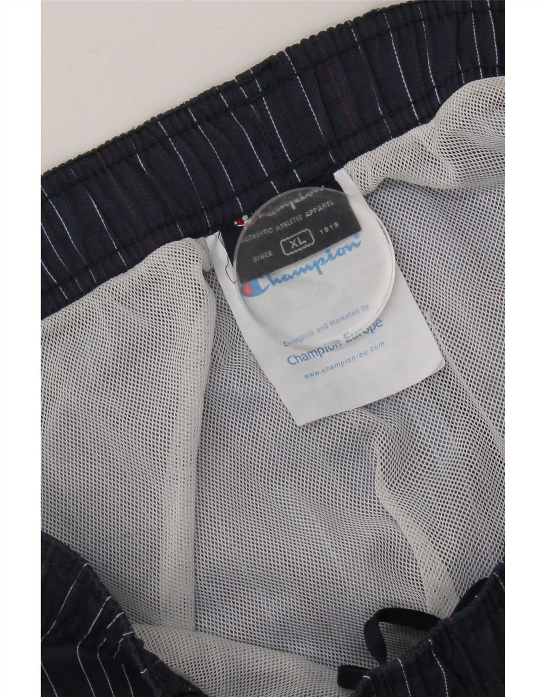 Champion Mens Swimming Shorts XL  Navy Blue Striped Polyamide