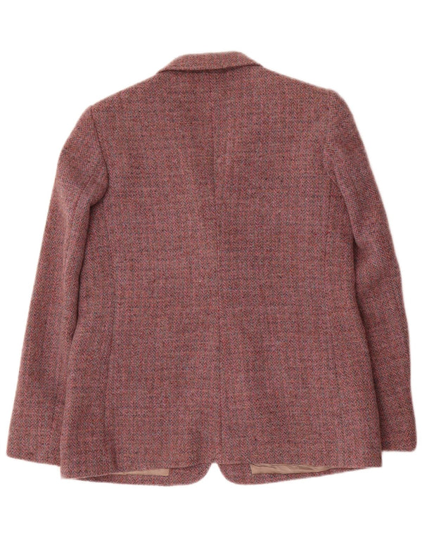 Orvis Womens Harris Tweed Blazer Jacket UK 12 Medium Red Herringbone