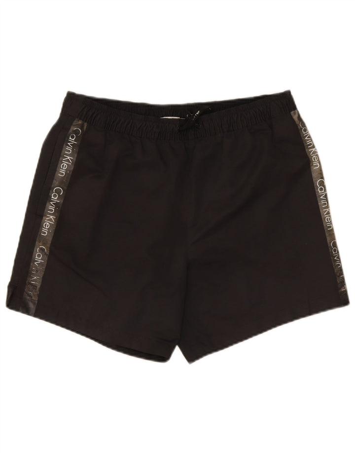 Calvin Klein Mens Graphic Swimming Shorts Small  Black Polyester