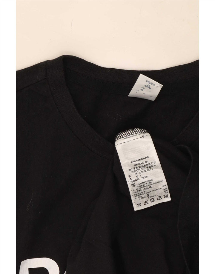 Reebok Mens Graphic T-Shirt Top Large Black Cotton