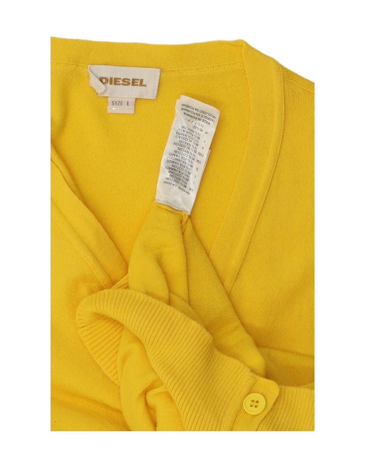 Diesel Mens Cardigan Sweater Large Yellow Cotton