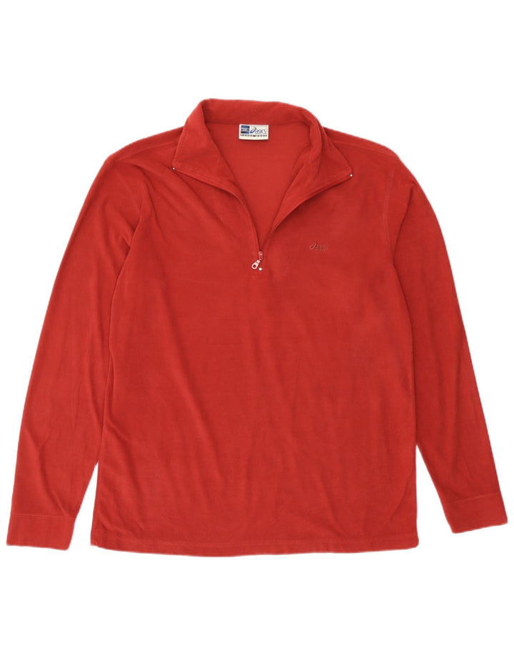 Asics Mens Zip Neck Fleece Jumper Medium Burgundy Polyester