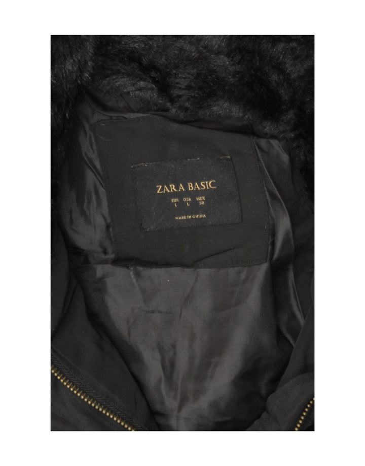 Zara Womens Padded Jacket UK 14 Large Black
