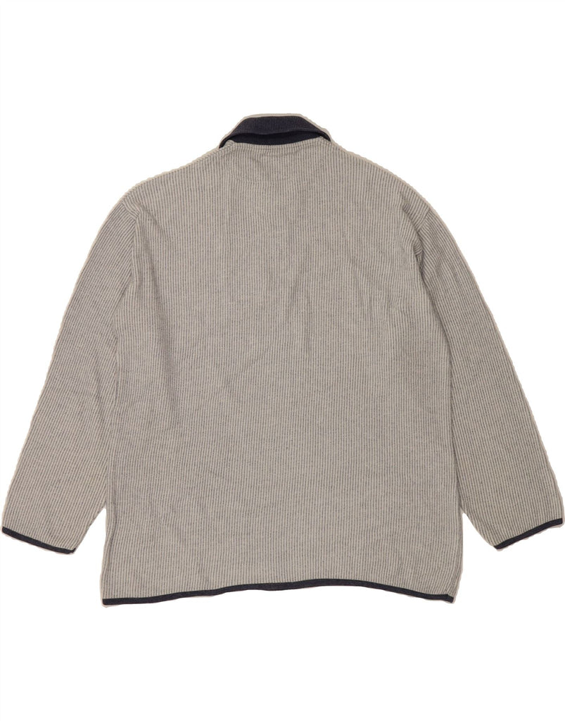 GYMNASIUM Mens Polo Neck Jumper Sweater Medium Grey Striped Vintage Gymnasium and Second-Hand Gymnasium from Messina Hembry 