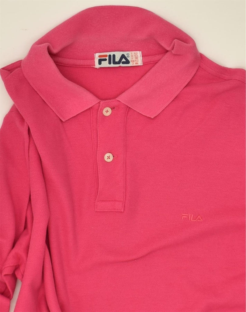 FILA Mens Long Sleeve Polo Shirt Large Pink | Vintage Fila | Thrift | Second-Hand Fila | Used Clothing | Messina Hembry 