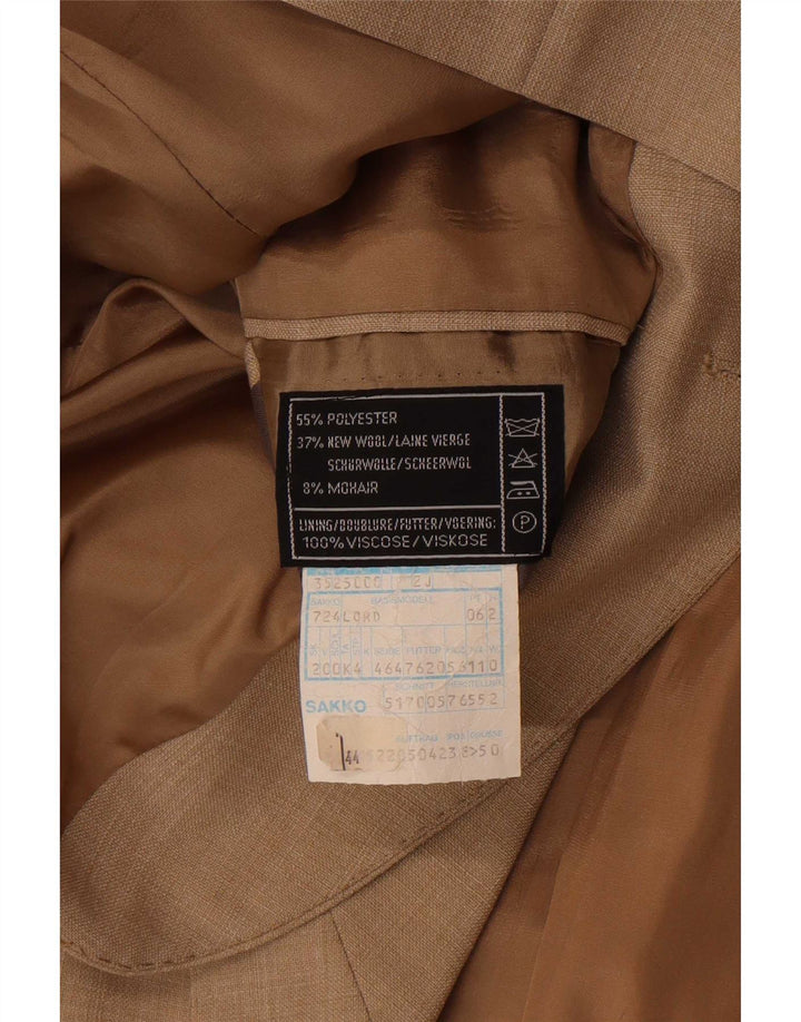 Vintage Mens 2 Button Blazer Jacket EU 50 Large Beige Polyester