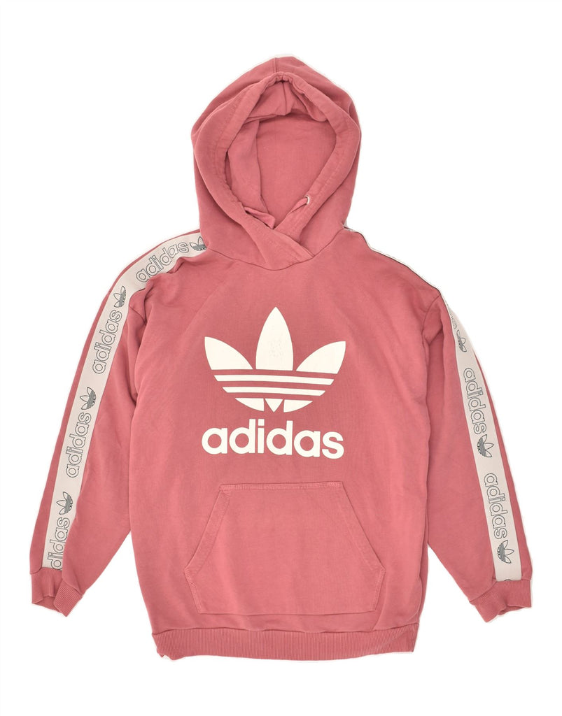 ADIDAS Womens Oversized Graphic Hoodie Jumper UK 8 Small Pink Cotton | Vintage Adidas | Thrift | Second-Hand Adidas | Used Clothing | Messina Hembry 