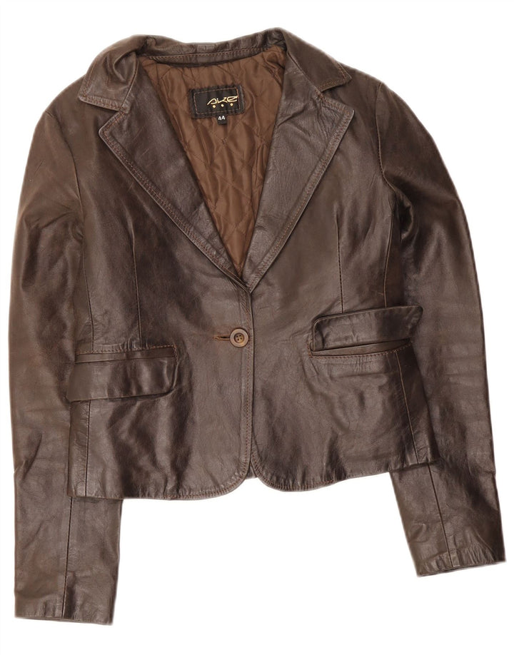 Vintage Womens 1 Button Leather Blazer Jacket IT 44 Medium Brown