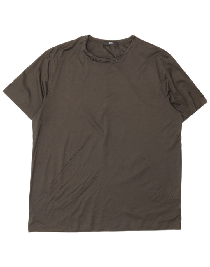 Hugo Boss Mens T-Shirt Top 2XL Khaki Cotton