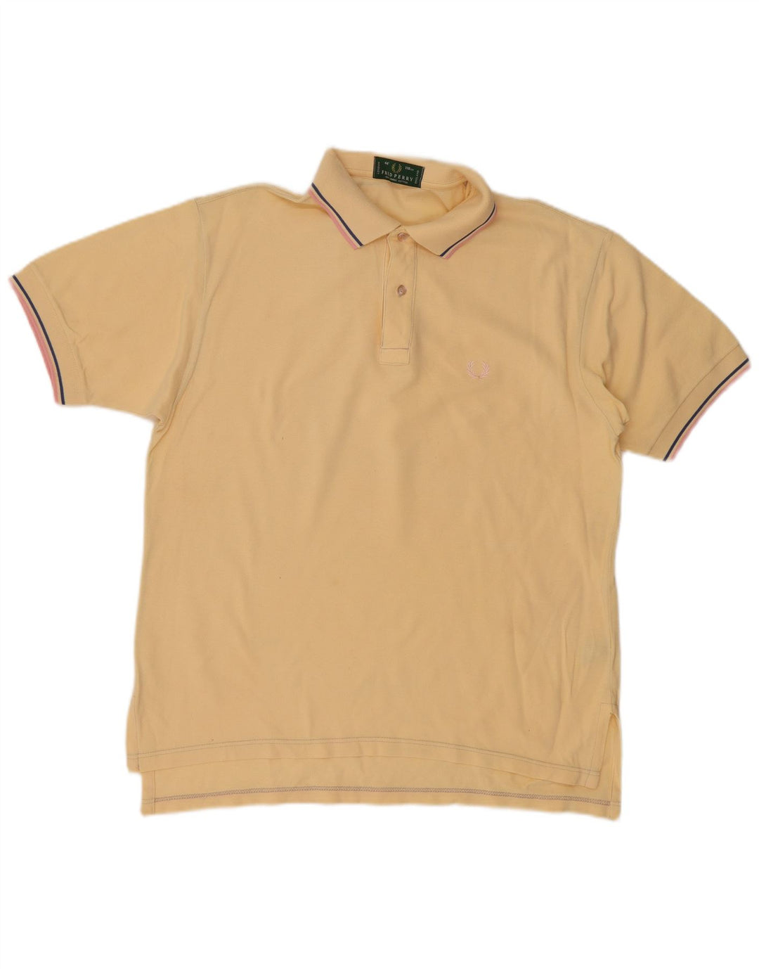FRED PERRY Mens Polo Shirt Medium Beige Cotton