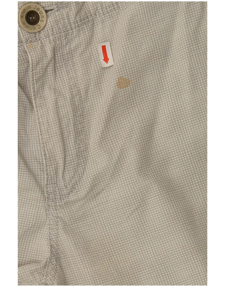 CALVIN KLEIN Mens Cargo Shorts W33 Medium  Grey Check Cotton