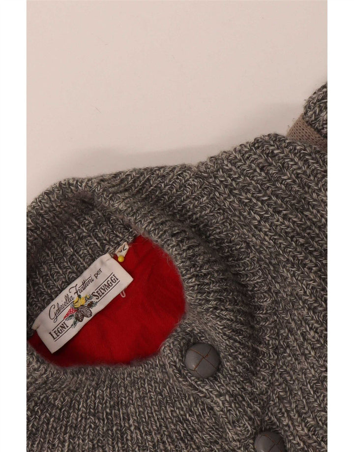 Gabriella Frattini Mens Cardigan Sweater IT 52 Large Grey Flecked