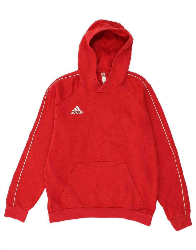 ADIDAS Womens Hoodie Jumper UK 14 Medium Red Cotton | Vintage Adidas | Thrift | Second-Hand Adidas | Used Clothing | Messina Hembry 