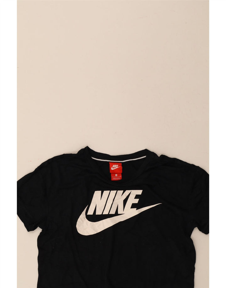 NIKE Womens Crop Graphic T-Shirt Top UK 10 Small Black Polyester Vintage Nike and Second-Hand Nike from Messina Hembry 
