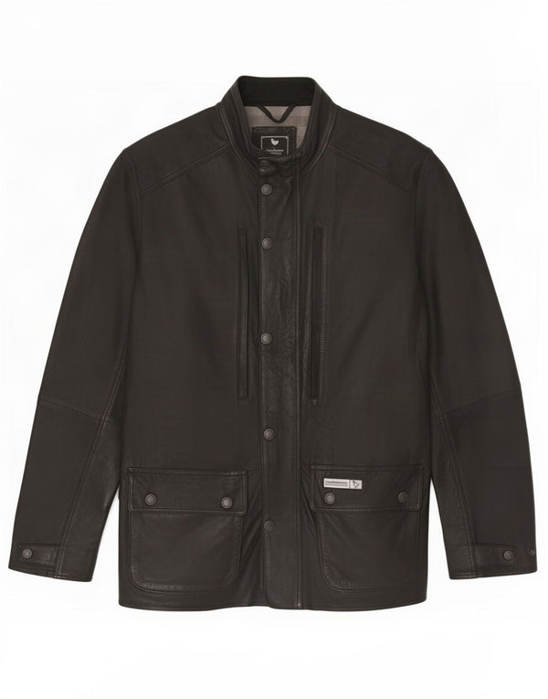 John Partridge Mens Leather Jacket UK 38 Medium Black
