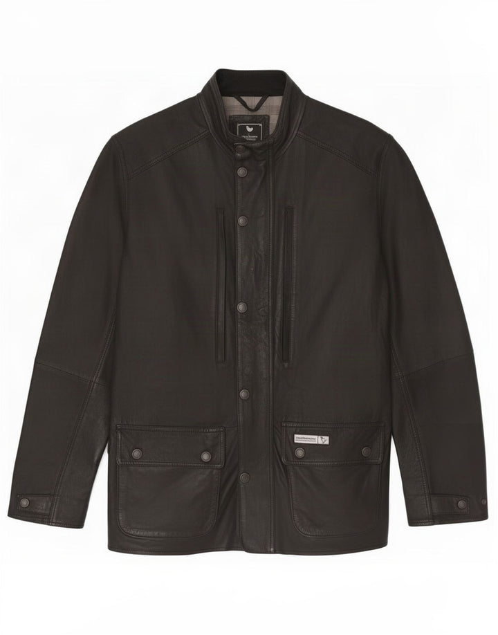 John Partridge Mens Leather Jacket UK 38 Medium Black