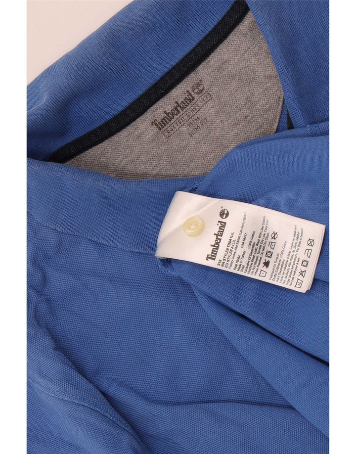 Timberland Mens Slim Fit Polo Shirt Medium Blue Cotton