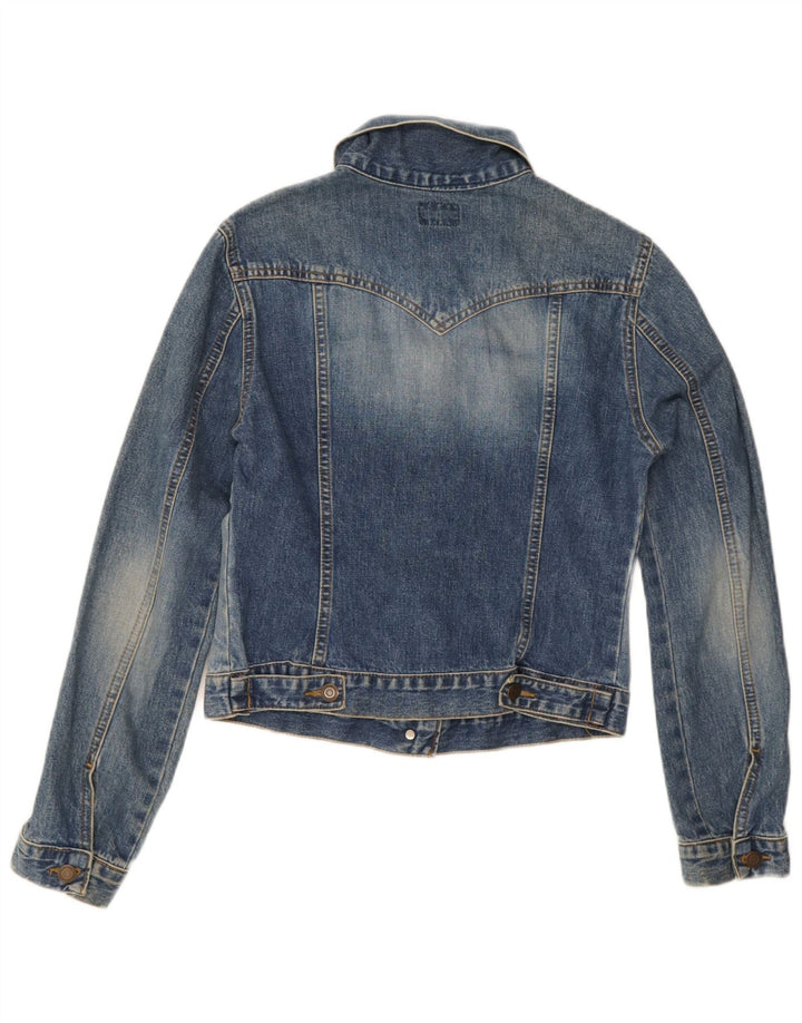 Oasis Womens Crop Denim Jacket UK 12 Medium Blue Cotton