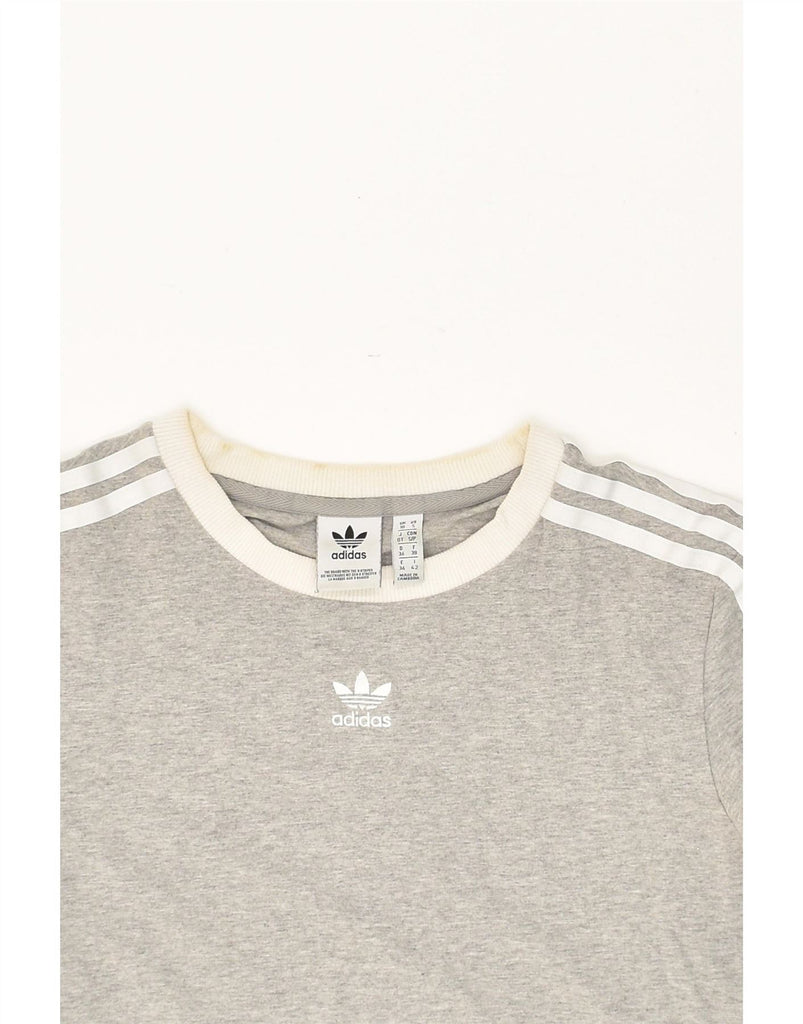 ADIDAS Womens Top Long Sleeve UK 10 Small Grey Flecked Cotton Vintage Adidas and Second-Hand Adidas from Messina Hembry 