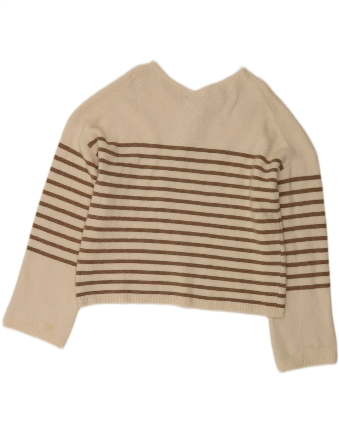 Massimo Dutti Womens Crop Boat Neck Jumper Sweater UK 10 Small White