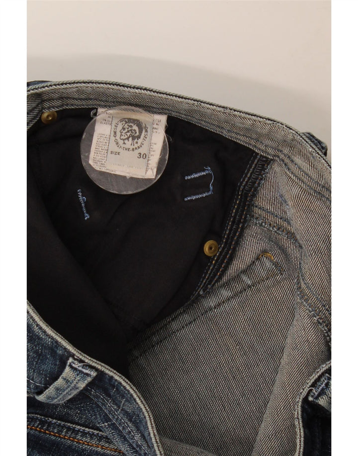 Diesel Mens Distressed Straight Jeans W30 L28 Blue Cotton
