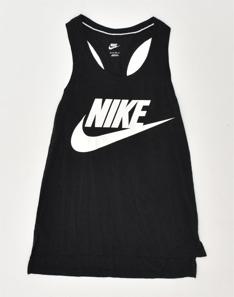 NIKE Womens Graphic Vest Top UK 4 XS Black Cotton | Vintage Nike | Thrift | Second-Hand Nike | Used Clothing | Messina Hembry 