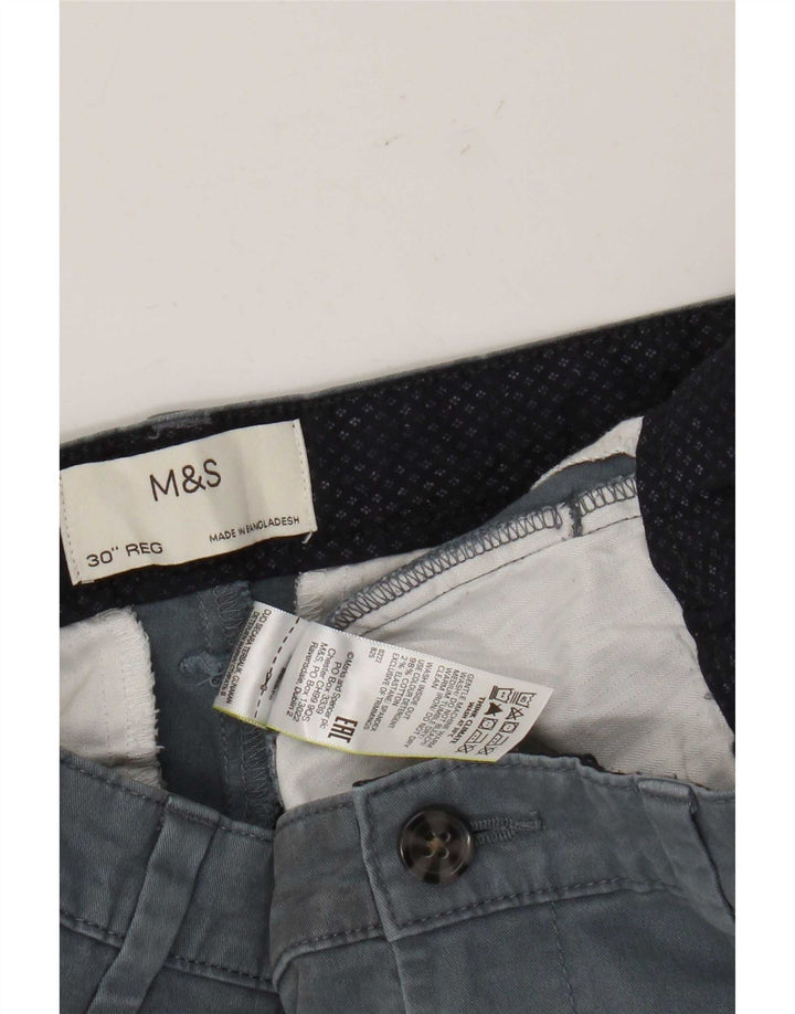 Marks & Spencer Mens Chino Shorts W30 Medium Blue Cotton