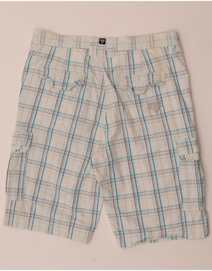 O'Neill Mens Cargo Shorts W34 Large Blue Check Cotton