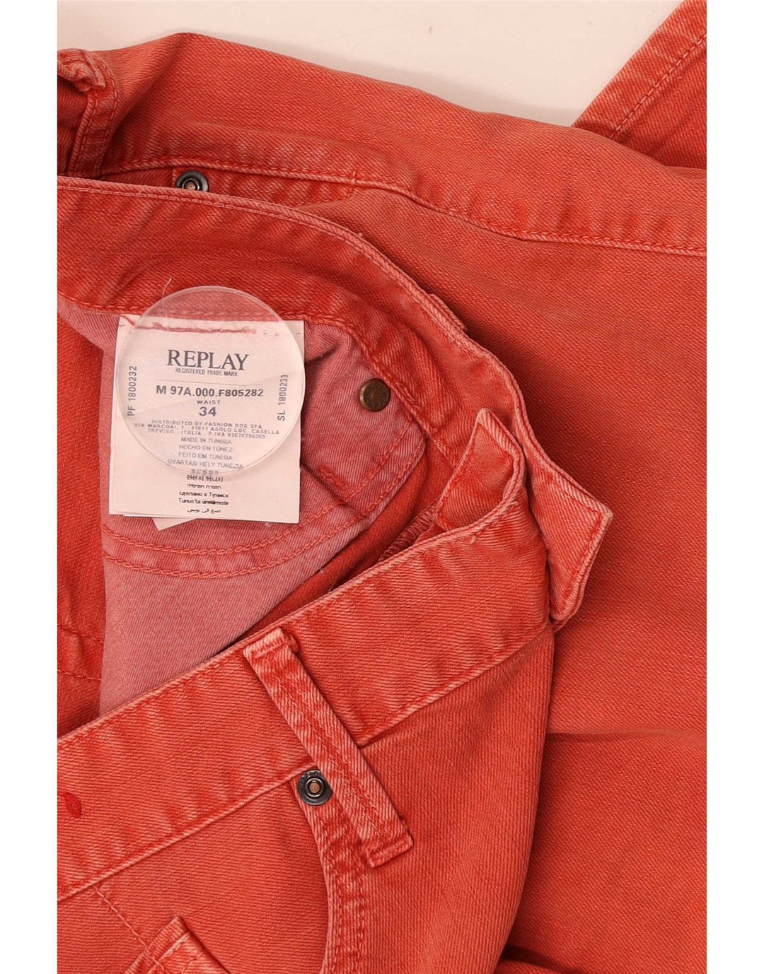 Replay Mens Graphic Regular Denim Shorts W34 Large Red Cotton