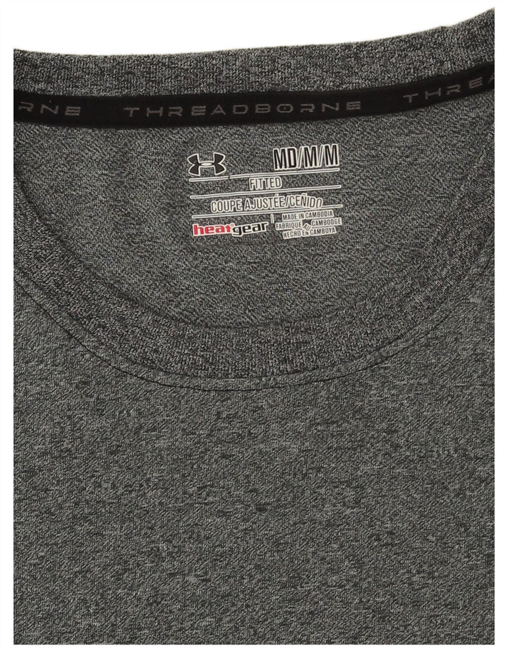 Under Armour Mens Heat Gear T-Shirt Top Medium Navy Blue Flecked