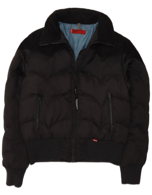 Levi's Womens Padded Bomber Jacket UK 16 Large Black Polyester