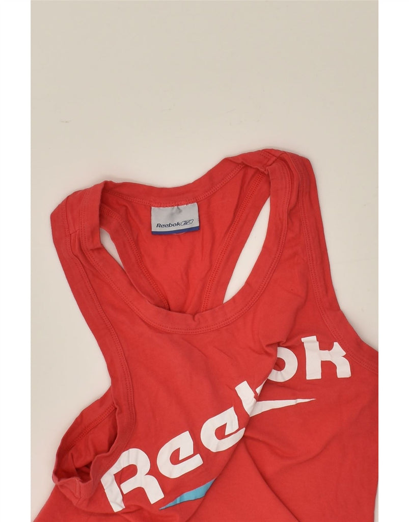 REEBOK Womens Graphic Vest Top UK 12 Medium Red Cotton | Vintage Reebok | Thrift | Second-Hand Reebok | Used Clothing | Messina Hembry 