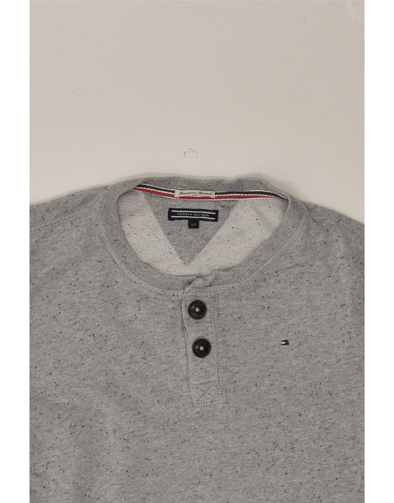 TOMMY HILFIGER Boys Sweatshirt Jumper 13-14 Years  Grey Flecked Cotton | Vintage Tommy Hilfiger | Thrift | Second-Hand Tommy Hilfiger | Used Clothing | Messina Hembry 