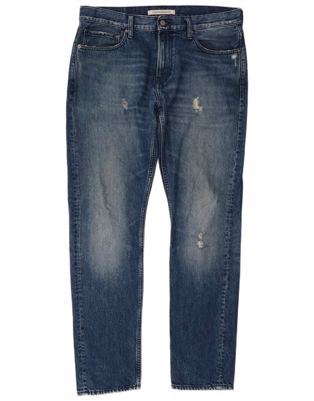 Calvin Klein Mens Distressed Slim Jeans W34 L32 Blue