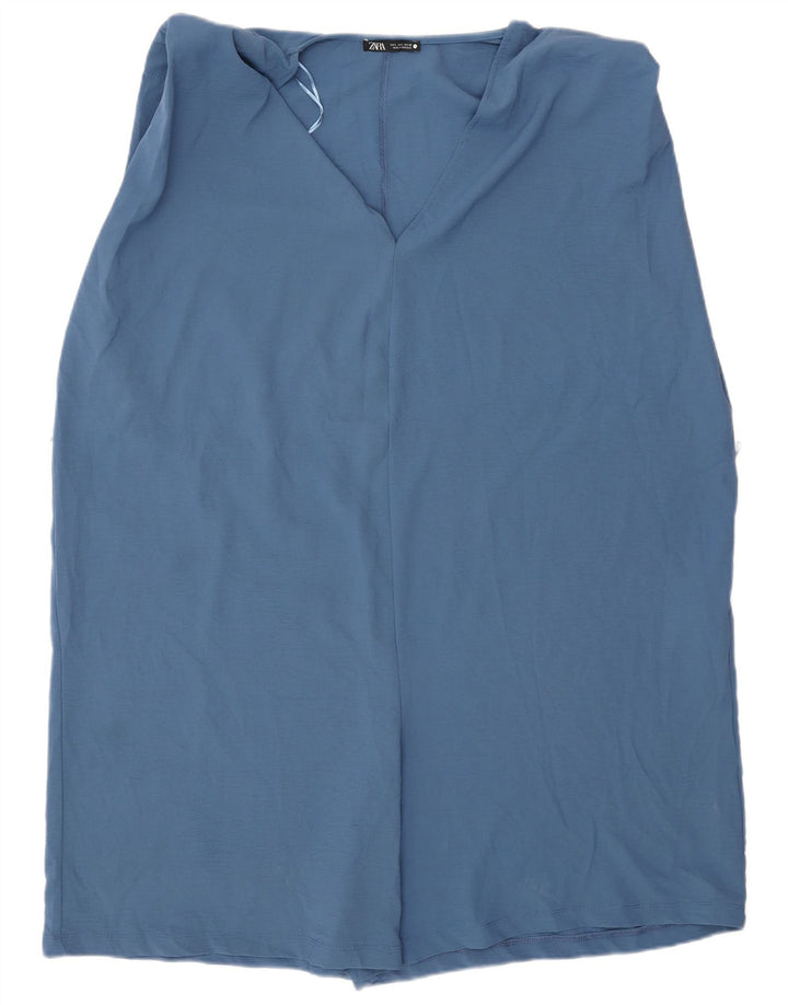 Zara Womens Sleeveless Playsuit UK 16 Large  Blue Polyester