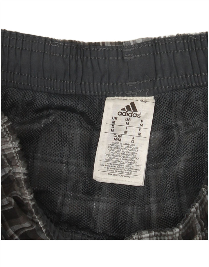Adidas Mens Sport Shorts Medium Black Check Polyester