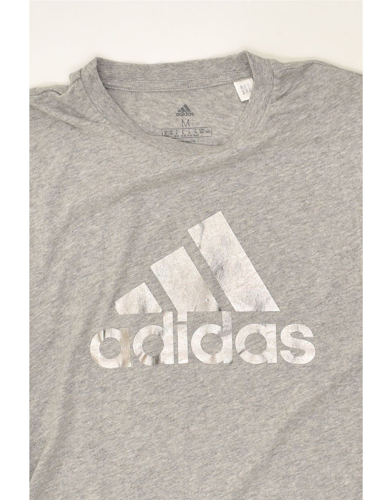 ADIDAS Womens Graphic T-Shirt Top UK 12/14 Medium Grey Cotton | Vintage Adidas | Thrift | Second-Hand Adidas | Used Clothing | Messina Hembry 